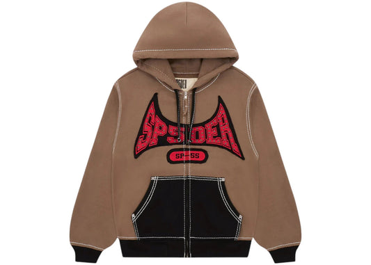 Sp5der T&F Zip Hoodie Brown