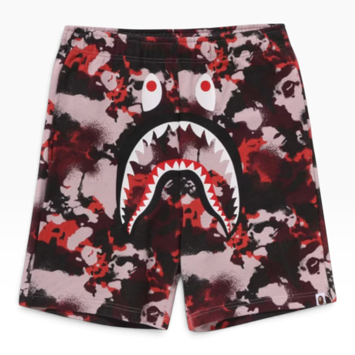 BAPE Map Camo Regular Fit Shark Sweat Shorts Red