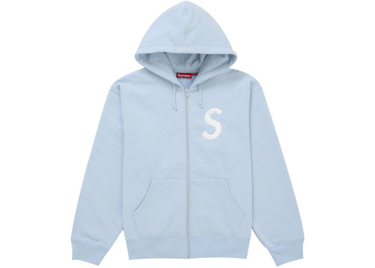 Supreme S Logo Zip Up Hooded Sweatshirt (FW25) Light Blue