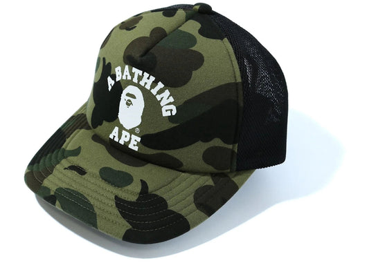 BAPE 1st Camo College Mesh Cap Green - Used/Worn