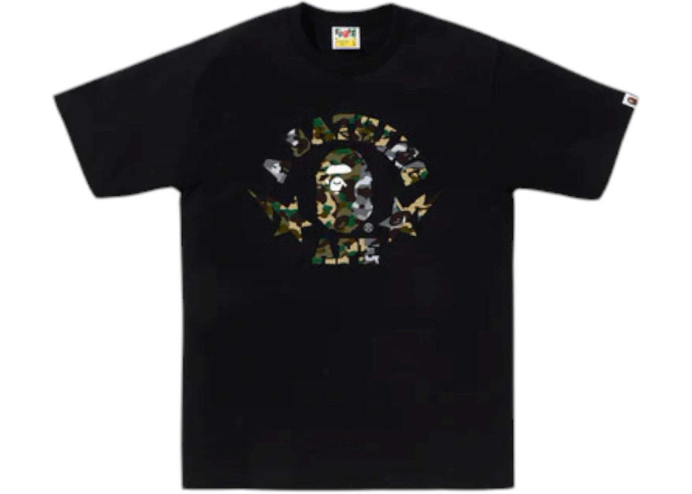 BAPE 1st Camo Crazy Sta College Tee Black